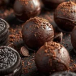 Delicious 3 Ingredients Oreo Balls coated in chocolate